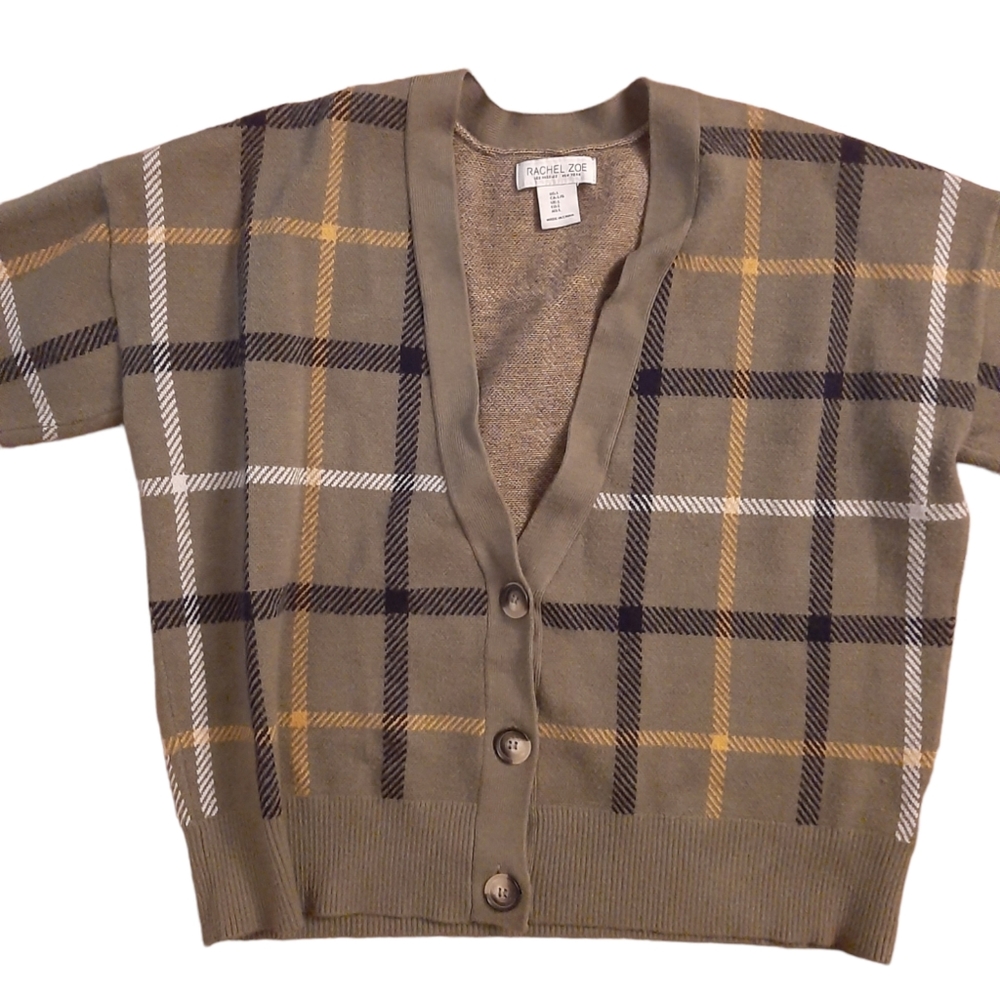 Rachel Zoe Women's Plaid Green Sweater Size large